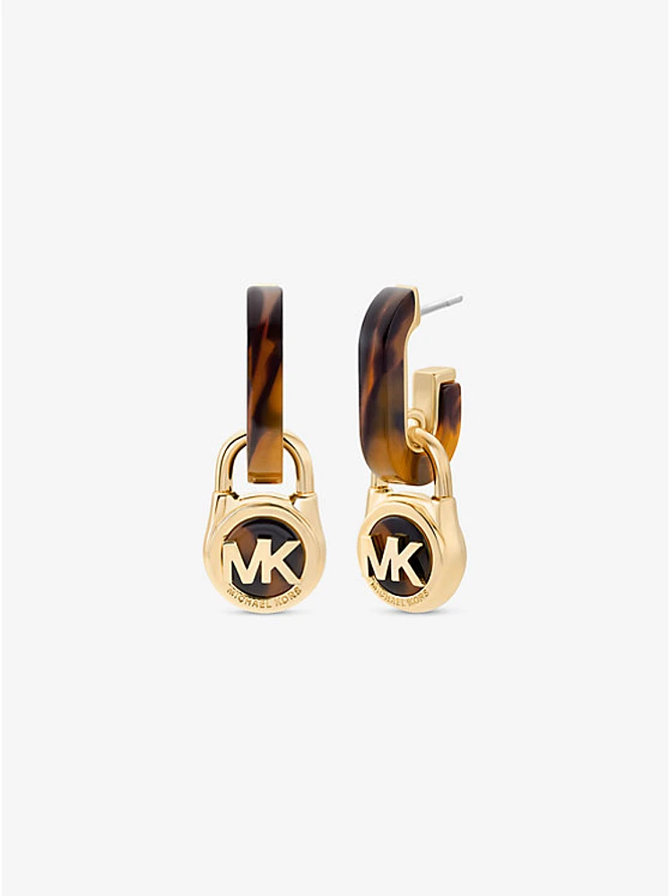 Precious Metal-Plated Brass and Acetate Padlock Drop Earrings