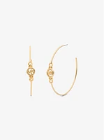 Precious Metal-Plated Brass Curb Chain Logo Hoop Earrings