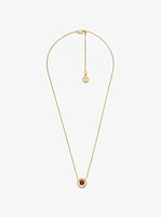 Precious Metal-Plated Brass Pavé Halo Necklace