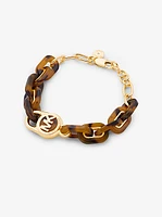 Precious Metal-Plated Brass and Acetate Chain Bracelet