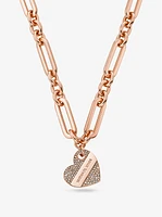 Precious Metal-Plated Pavé Heart Necklace