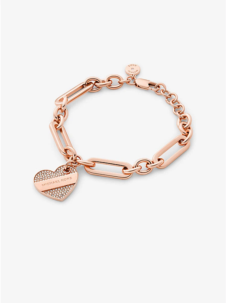 Precious Metal-Plated Pavé Heart Bracelet