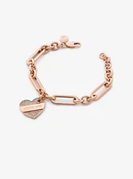 Precious Metal-Plated Pavé Heart Bracelet