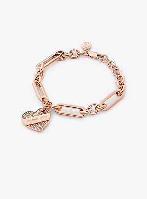 Precious Metal-Plated Pavé Heart Bracelet