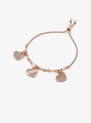 Precious Metal-Plated Pavé Hearts Bracelet