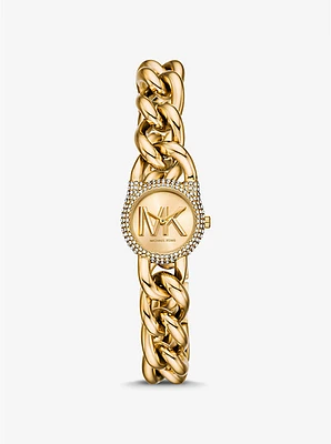 Petite Pavé Gold-Tone Chain-Link Watch