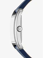 Monroe Silver-Tone and Leather Watch