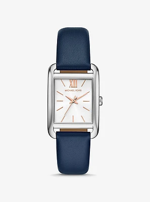 Monroe Silver-Tone and Leather Watch