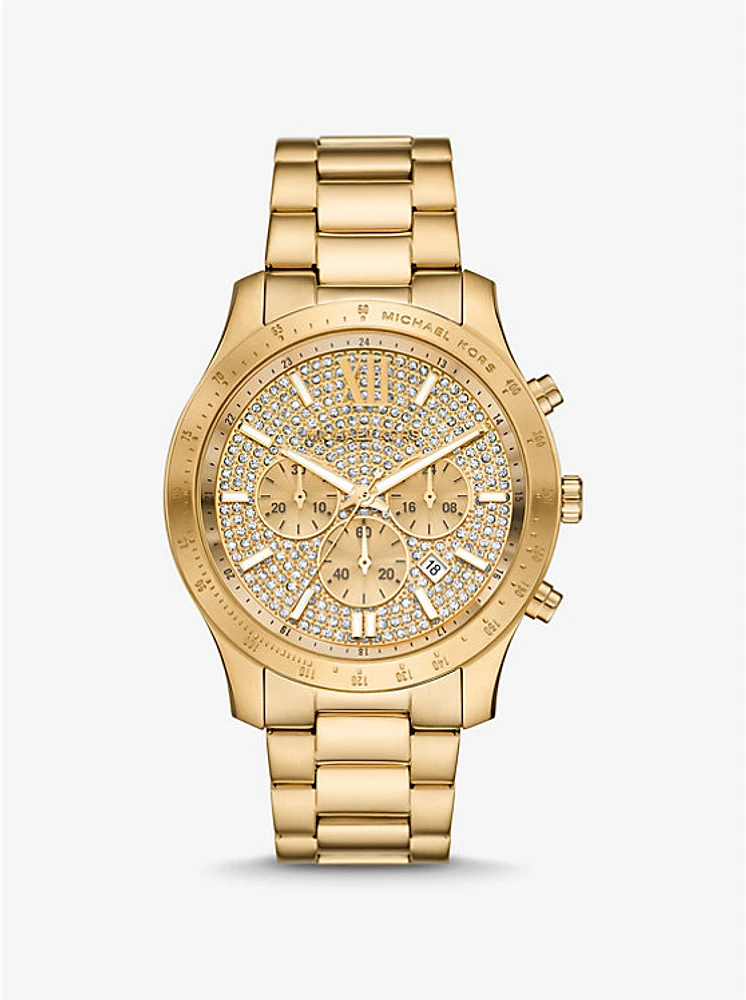 Oversized Berkley Pavé Gold-Tone Watch