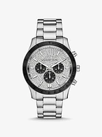 Oversized Berkley Pavé Silver-Tone Watch