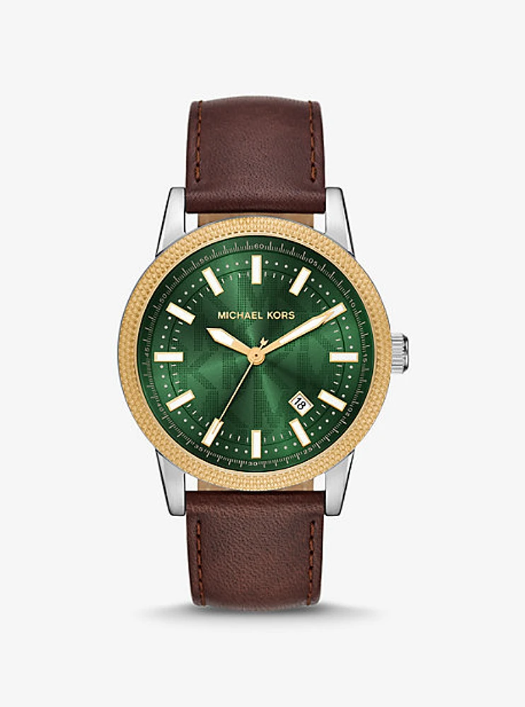 Oversized Hutton Two-Tone and Leather Watch