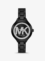 Aspyn Pavé Logo Black-Tone Watch