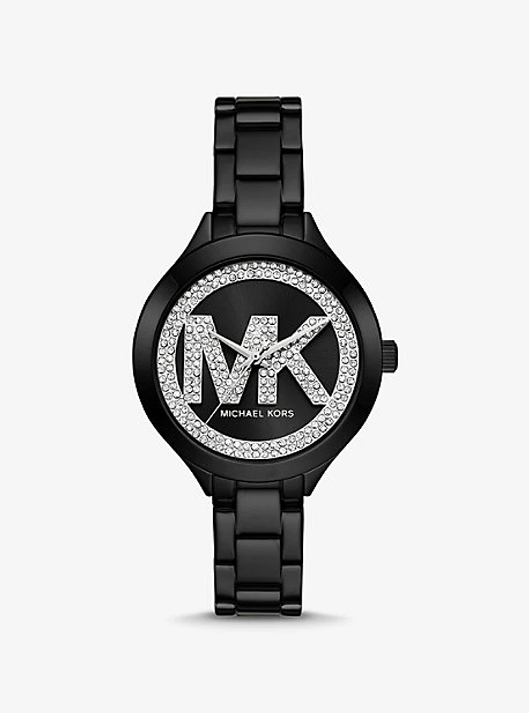 Aspyn Pavé Logo Black-Tone Watch