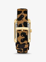 Monroe Gold-Tone and Leopard Print Calf Hair Watch