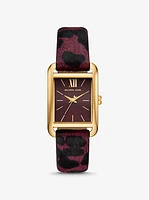 Monroe Gold-Tone and Leopard Print Calf Hair Watch