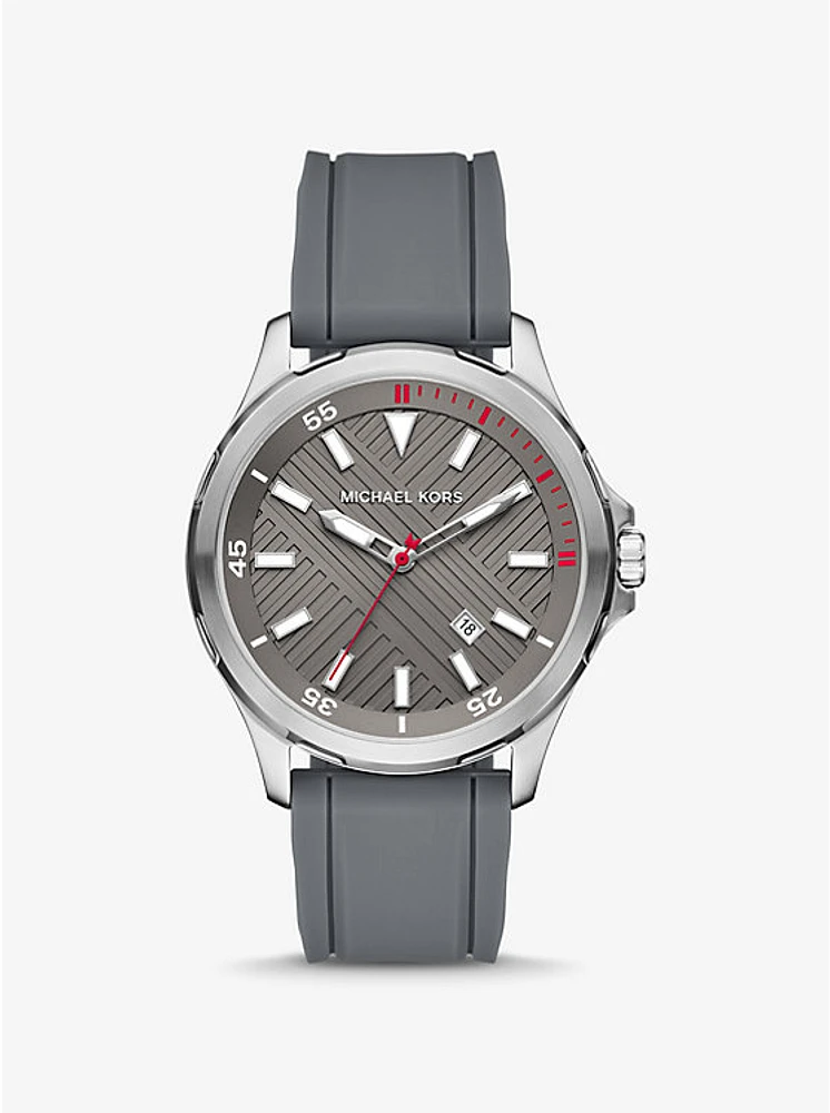 Oversized Bowen Gray-Tone and Silicone Watch