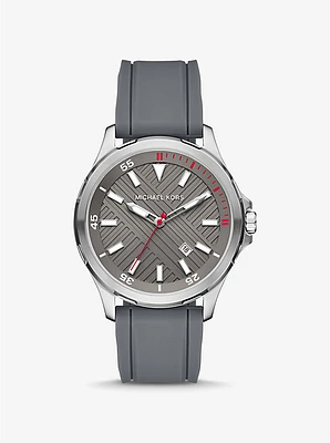 Oversized Bowen Gray-Tone and Silicone Watch