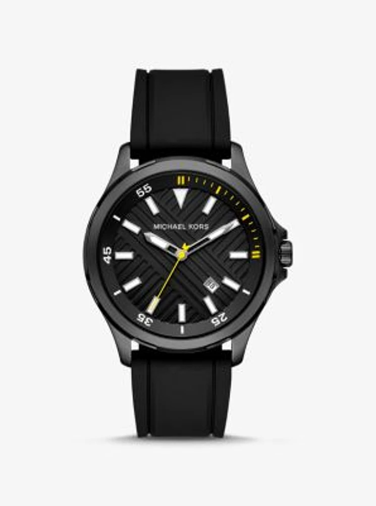 Oversized Bowen Black-Tone and Silicone Watch