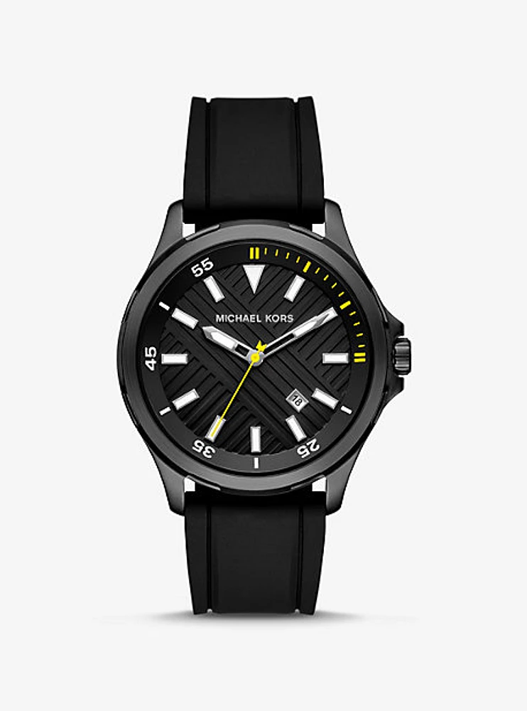 Oversized Bowen Black-Tone and Silicone Watch