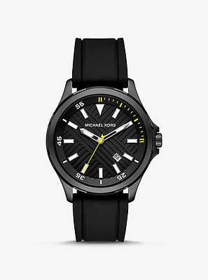 Oversized Bowen Black-Tone and Silicone Watch