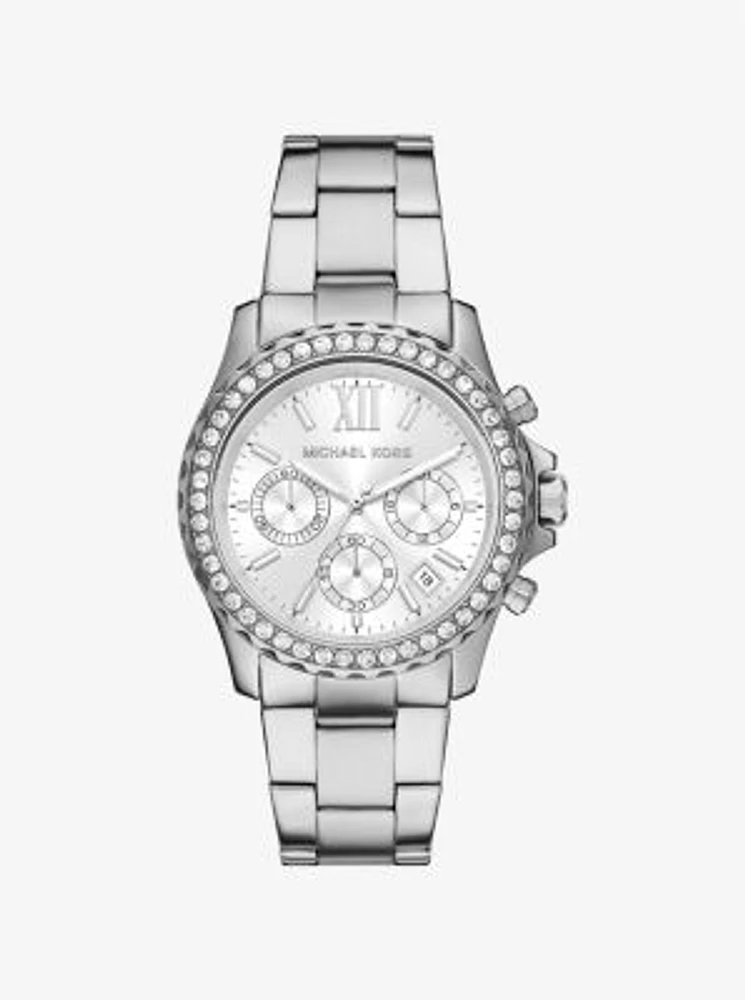 Oversized Everest Pavé Silver-Tone Watch