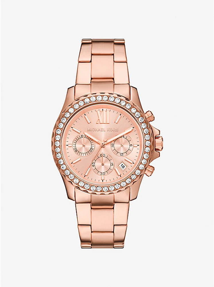 Oversized Everest Pavé Rose Gold-Tone Watch