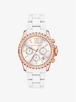 Oversized Everest Pavé Rose Gold-Tone and Silicone Watch