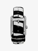 Monroe Silver-Tone and Zebra Print Calf Hair Watch