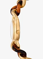 Petite Lock Gold-Tone and Tortoiseshell Acetate Chain Watch