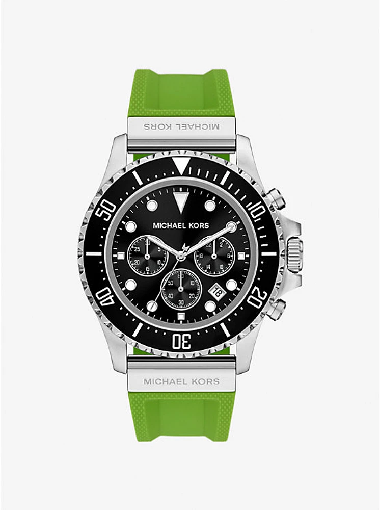 Oversized Everest Silver-Tone and Silicone Watch