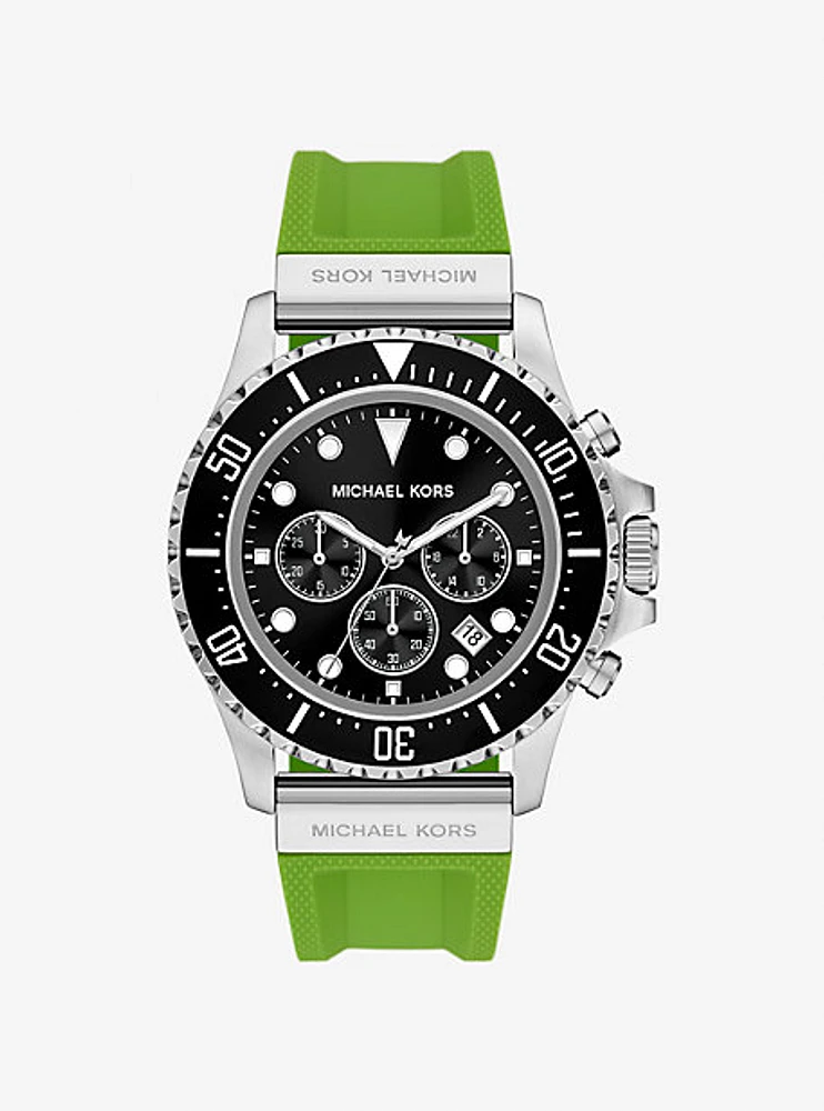 Oversized Everest Silver-Tone and Silicone Watch