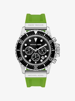 Oversized Everest Silver-Tone and Silicone Watch