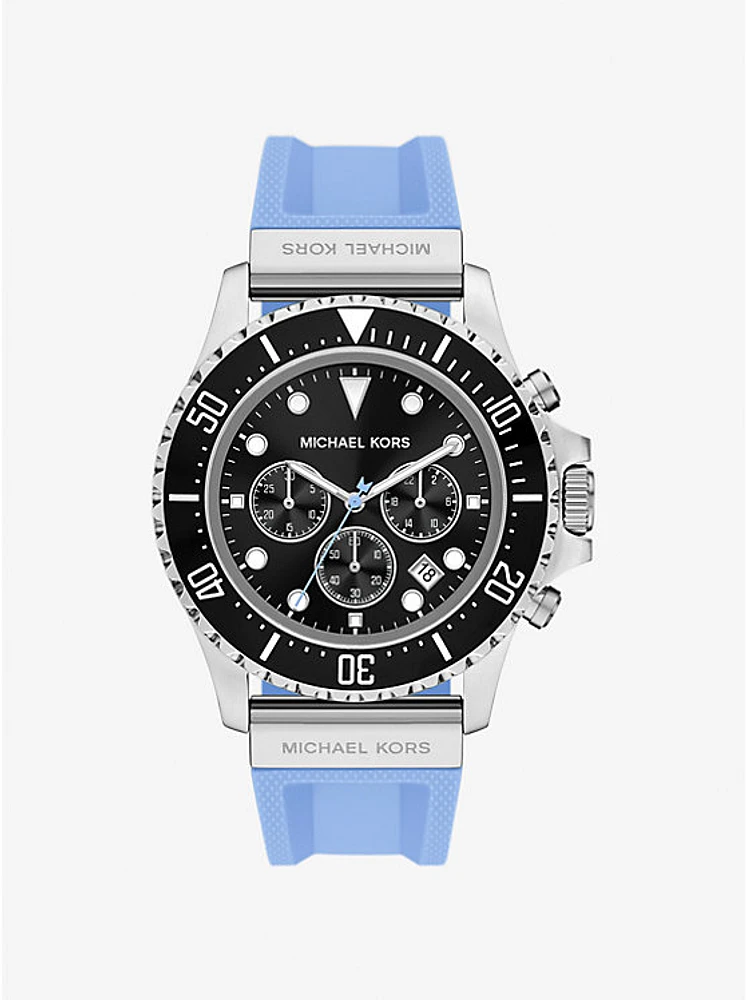 Oversized Everest Silver-Tone and Silicone Watch
