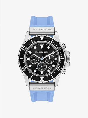 Oversized Everest Silver-Tone and Silicone Watch