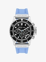 Oversized Everest Silver-Tone and Silicone Watch