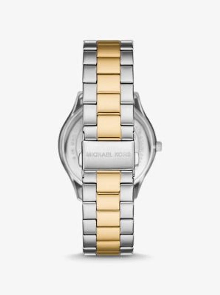 Oversized Aspyn Two-Tone Watch and Leather Card Case Gift Set