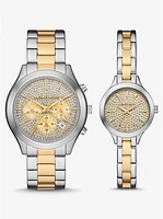 Aspyn His and Hers Pavé Two-Tone Watch Set