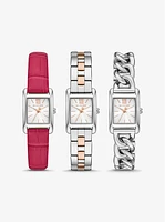 Petite Monroe Two-Tone and Crocodile-Embossed Leather Watch Strap Set