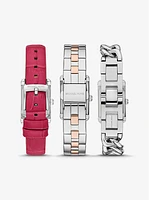 Petite Monroe Two-Tone and Crocodile-Embossed Leather Watch Strap Set