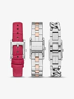 Petite Monroe Two-Tone and Crocodile-Embossed Leather Watch Strap Set