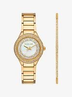 Mini Sylvia Pavé Gold-Tone Watch and Bracelet Gift Set