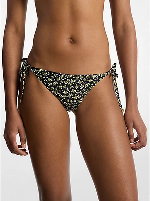 Floral Print Stretch Nylon Bikini Bottom