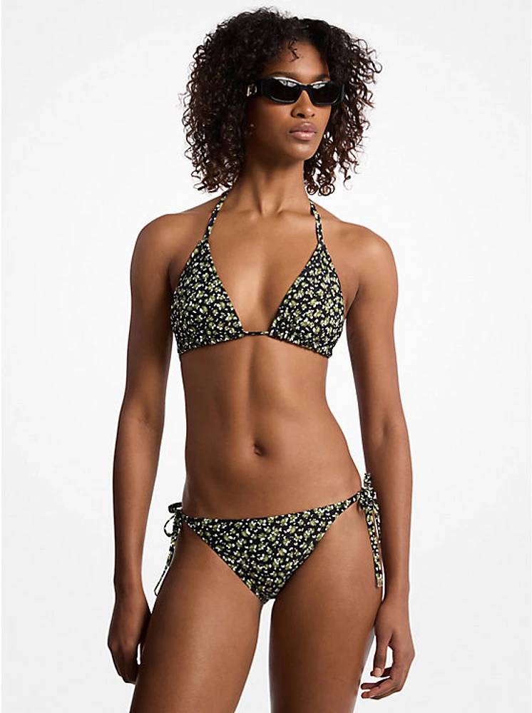 Floral Print Stretch Nylon Bikini Top
