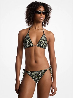 Floral Print Stretch Nylon Bikini Top
