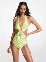 Zebra Print Cutout Swimsuit