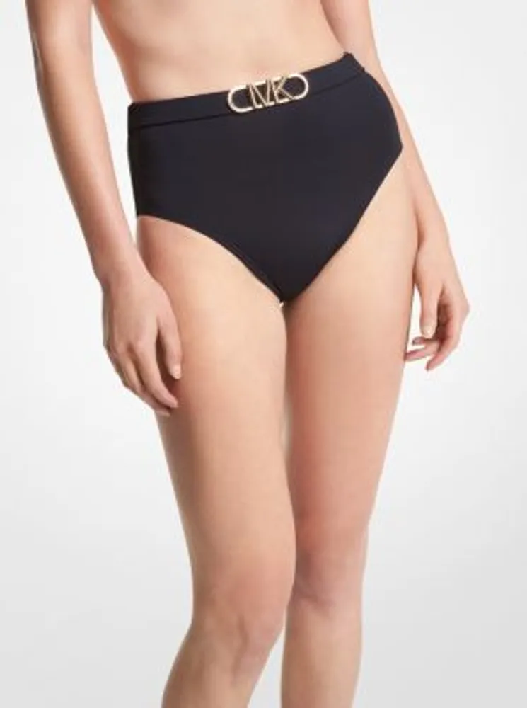 Stretch Nylon High-Waist Belted Bikini Bottom