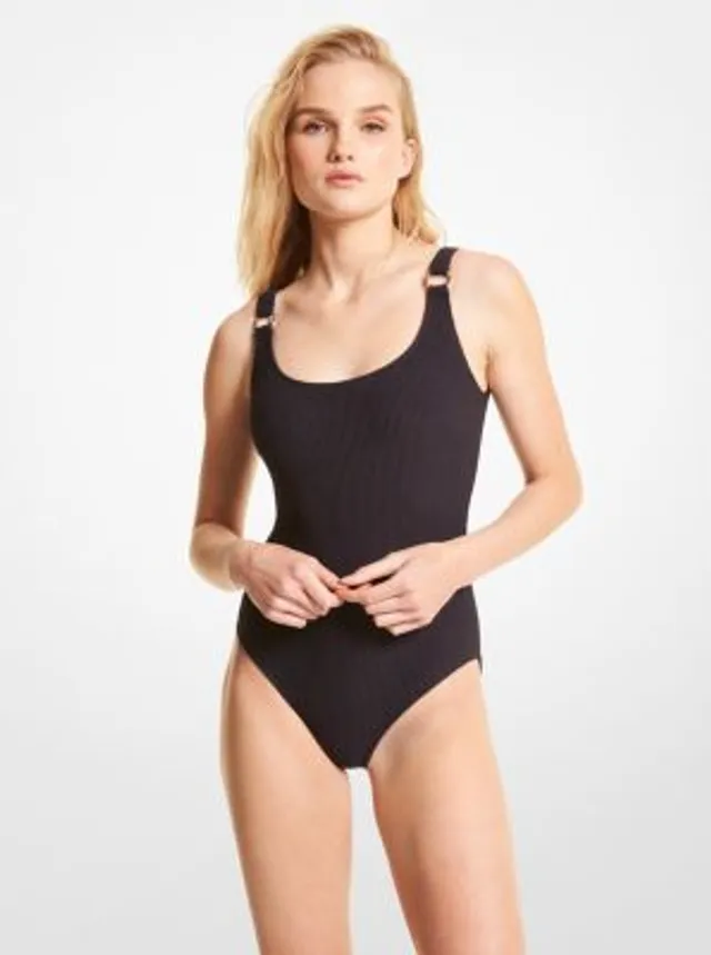 MICHAEL Michael Kors Embellished Textured Stretch Swimsuit