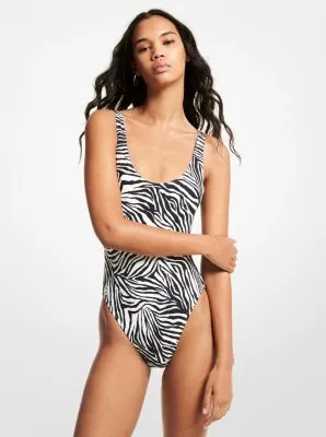 Zebra Scoop-Back Swimsuit