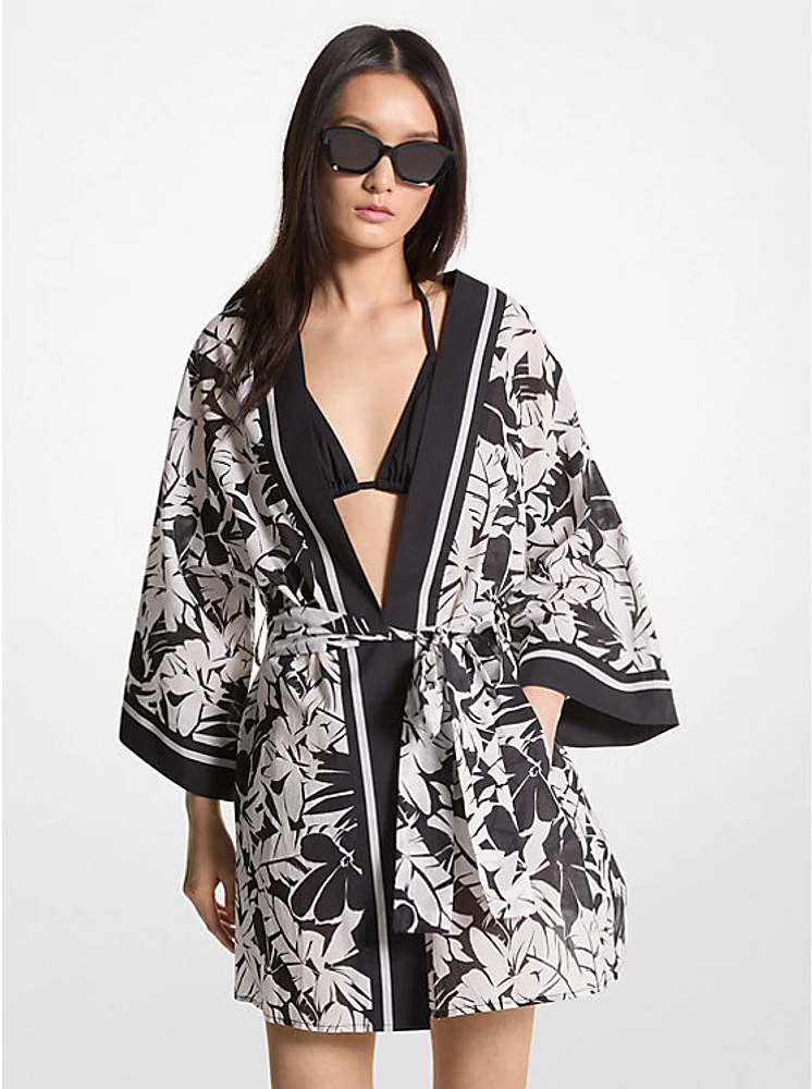 Palm Print Cotton Cover-Up