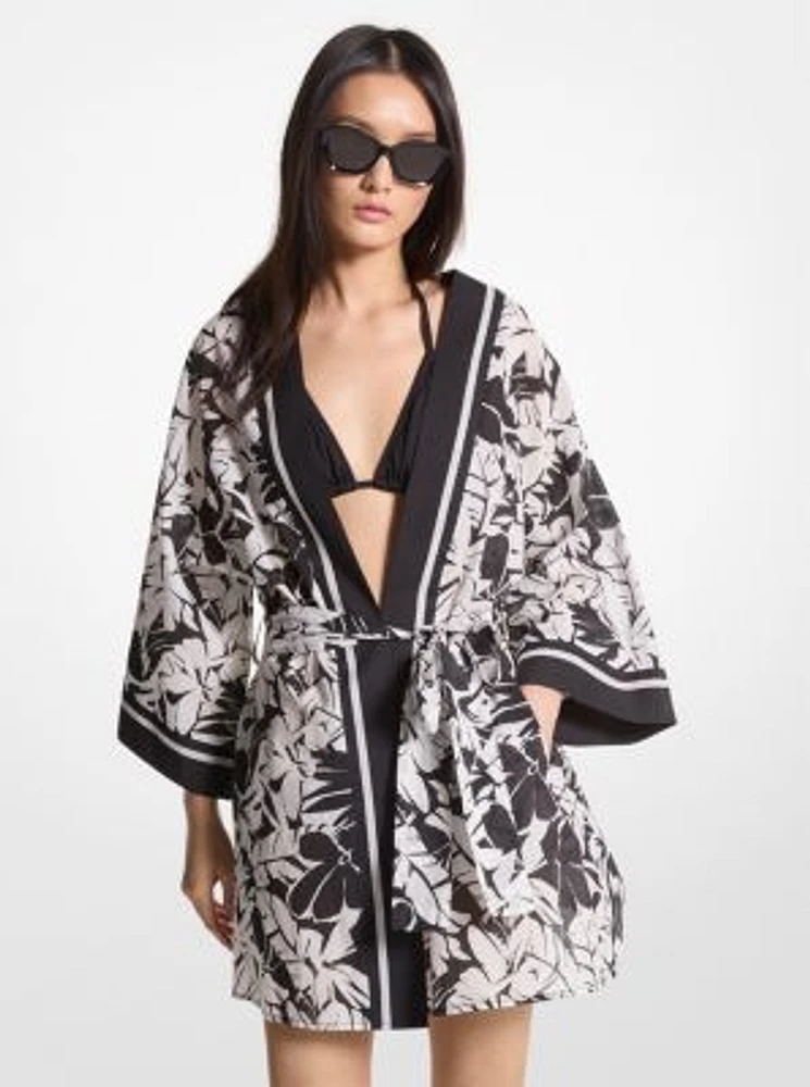 Palm Print Cotton Cover-Up